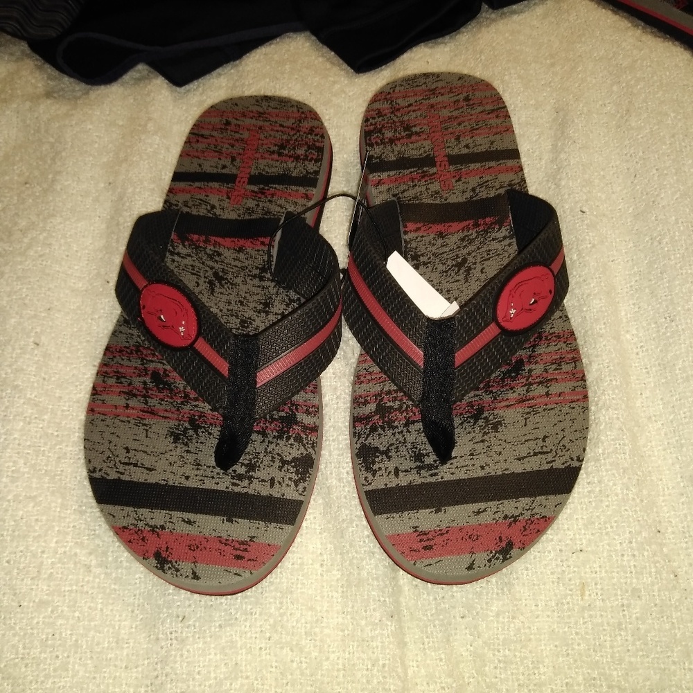 Arkansas Razorback Campus Footnotes Flip Flops